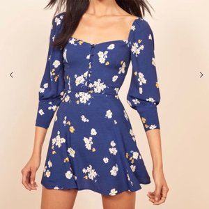 Reformation Lumiere Dress in Picasso Navy Floral